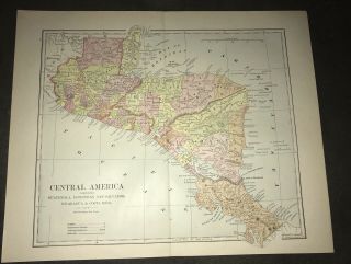 1891 Map South America By Hunt & Eaton Brazil Argentina Bolivia