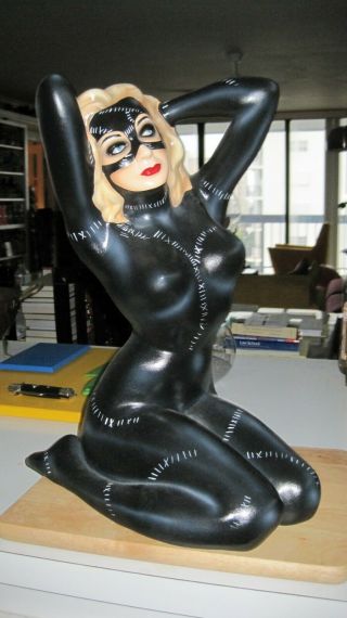 Large Ceramic Catwoman Pinup Figure Sculpture Statue Lucky Hellcat Cat Woman 19 "