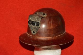 Vintage Miners Msa Skullgard Type K Hard Hat With Leather Lamp Holder