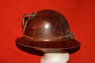 Vintage Miners MSA skullgard type K hard hat with leather lamp holder 2