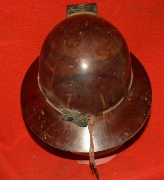 Vintage Miners MSA skullgard type K hard hat with leather lamp holder 3