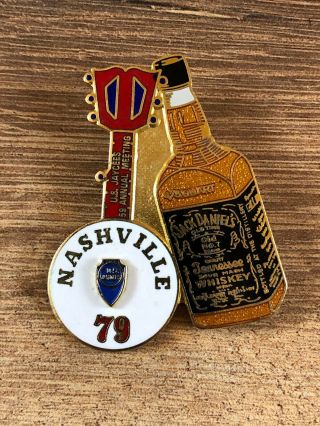 Vintage 1979 Nashville Jaycees Jack Daniels Whiskey Bottle Guitar Lapel Pin