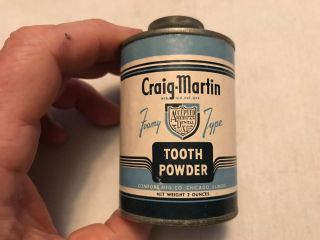 Craig - Martin Tooth Powder Vintage Tin,  Comfort Mfg.