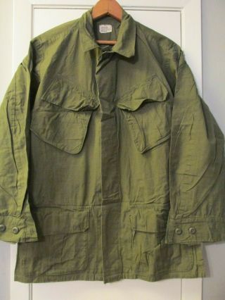 Vtg 1968 Us Army Vietnam War Slant Pocket Combat Rip - Stop Shirt/coat Small Reg