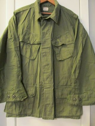 Vintage Us Army Vietnam War Slant Pocket Combat Og - 107 Poplin Shirt/coat Med Reg