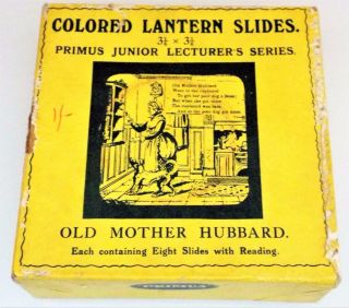 Magic Lantern Slides Old Mother Hubbard Boxed Set Of 8 Primus Slides C1890