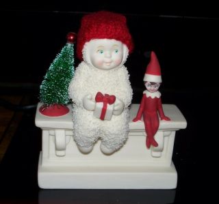 Dept 56 Snow Babies " The Elf On The Shelf Gives A Gift " In