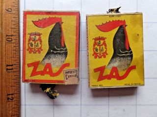 Zas - Two Ca.  1930s? Mexican Matchboxes.  One Is.  Partly Intact Tax Stamp