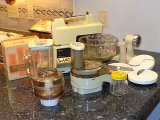 Vintage Oster Regency Kitchen Center Mixer Food Processor Blender & Accessories