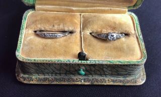 Vintage Platinum & Diamond Engagement & Wedding Ring Set