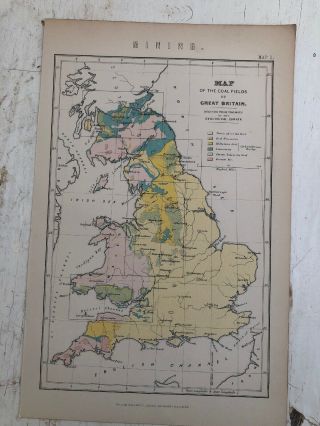 Victorian Plate,  Coal Fields Of Great Britain,  Ordinances Survey,  Map,  Mining
