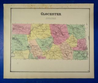 1870 Glocester,  Rhode Island,  Hand - Colored Map,  D.  G Beers Co.