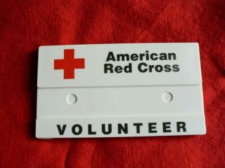 Vintage American Red Cross Volunteer Plastic Pinback Name Tag Badge