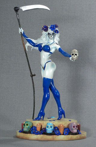 Lady Death La Muerta Azul Variant Statue Signed Clayburn Moore - Ltd Ed Of 150