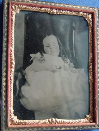 Scarce 1/4 Plate Tintype Of Post Mortem Young Girl 4 Years Old From 1866