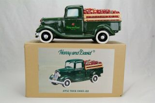 Harry & David Apple Truck Cookie Jar Green Pickup