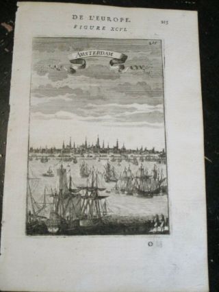 Amsterdam - Mallet,  published Paris 1683 copper plate engraving,  Amsterdam 3