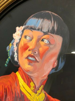 Vintage ANNA MAY WONG Chinese American Actress Painting Signed Lee C Jennings 2