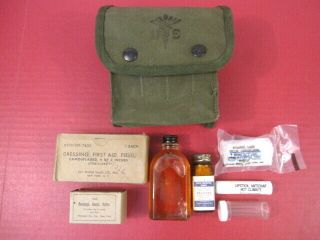 Vietnam Era Us Army Jungle First Aid Kit & Belt Pouch - Dated 1966 - Xlnt 2