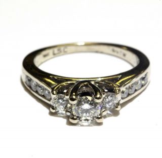 14k White Gold.  71ct 3 - Stone Round Diamond Engagement Ring 4.  4g Estate Vintage