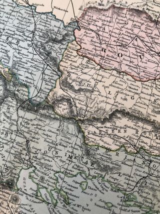 Antique Map Of Turkey,  Romania,  Servia,  Montenegro And Bulgaria Circa 1899 3