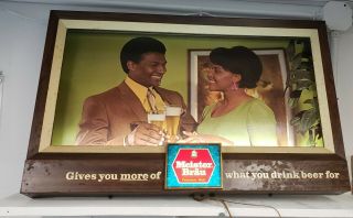 Vintage Meister Brau Electric Beer Sign Black Americana 1970 