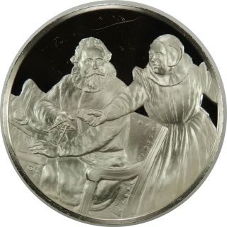 The Shipbuilder And His Wife 2.  28oz Sterling Silver Medal - Genius Of Rembrandt