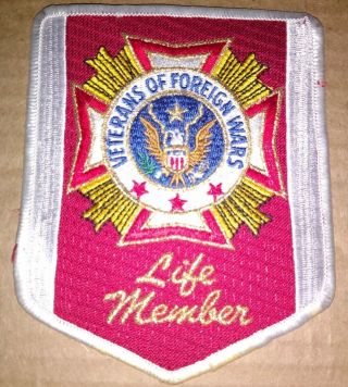 Vintage Veterans Of Foreign Wars Vfw Life Member Embroidered Patch
