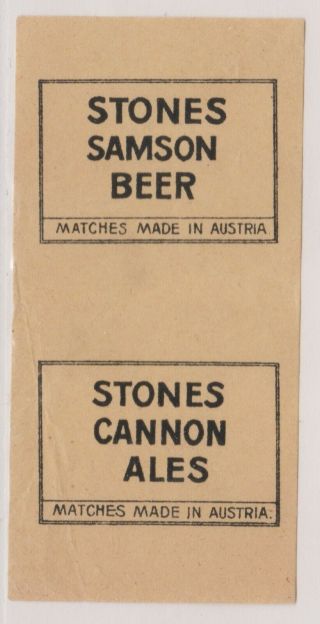 Old Matchbox Artb Label Austria,  " Stones Samson Beer ",