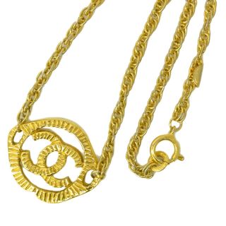 Authentic Chanel Coco Mark Chain Necklace Pendant Gold Plated Vintage 41 Cm