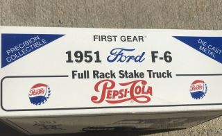 Pepsi Collectible Rare First Gear Diecast 1951 Ford F - 6 Pepsi Cola Stake Truck