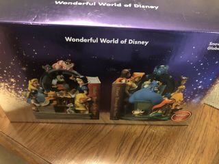Wonderful World Of Disney Through The Years Bookend Snow Globe Set Nib Fs