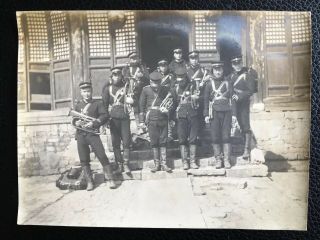 1900s China Qing Army Military Music Band Albumen Photo 大清军乐队