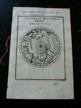 Antarctique - Mallet,  published Paris 1683 copper plate engraving,  plate 245 3