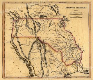 1814 Missouri Territory Historic Vintage Map - 24x28