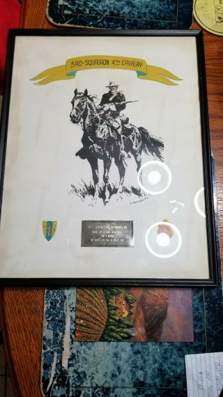 1970 Vietnam Us Army 3rd Squadron 4th Cavalry Wall Plaque Certificate