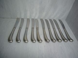 10 Unmarked Oneida American Colonial Stainless Pistol Grip Dinner Knives Solid