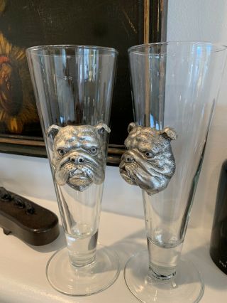 Arthur Court Design Bulldog Beer Glasses
