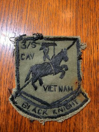 Orig Vietnam War 3//5th Armored Cavalry Pocket Patch,  Black Knights,  Hand Made