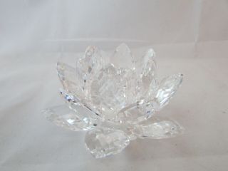 Authentic Swarovski Silver Crystal Lotus Flower Lily Pad Candle Holder