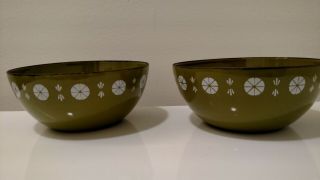 Catherine Holm Pair 4 " Bowls In Green Viking Pattern,