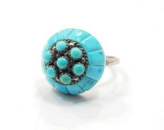 Vintage Sterling Silver 925 Lee Mary Turquoise Native American Zuni Ladies Ring