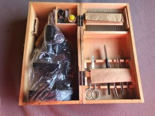 Vintage Coc 600x Student Microscope In Wood Box With Accessories