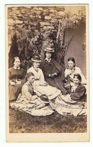 Outdoor Cdv Of A Group Of Ladies By M Bowness,  Ambleside