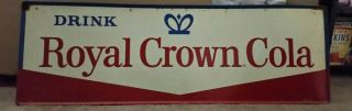 Vintage 54 Inch " Drink Royal Crown Cola " Embossed Tin Advertising Sign 1976
