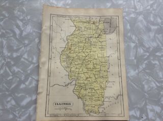 United States Scarce 1852 Color Map Of Illinois