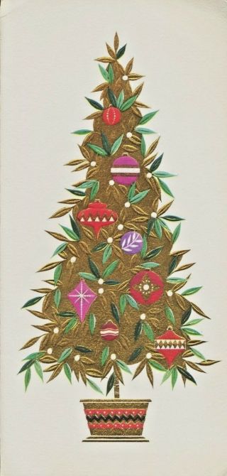 Vintage Christmas Tree Greeting Card Atomic Xmas Mid Century Modern Beaux Arts