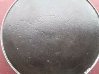 Early Old No 10 WAPAK Cast Iron Skillet Frying Pan w GRISWOLD Ghost Pattern 2