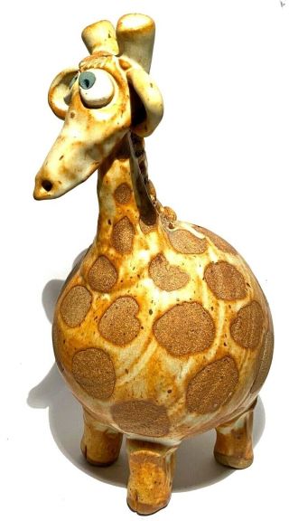Vintage Signed Large Art Pottery Giraffe Sculpture Still Bank Mid Century Modern