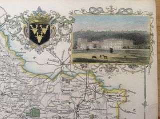 Antique map of Derbyshire Thomas Moule.  1836 - 48.  Barclay ' s 3